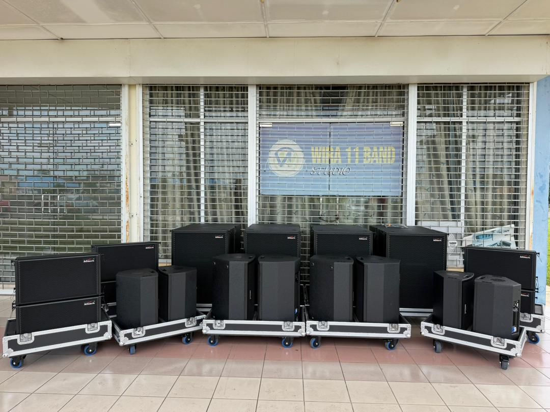 Audio equipment on rolling cases
